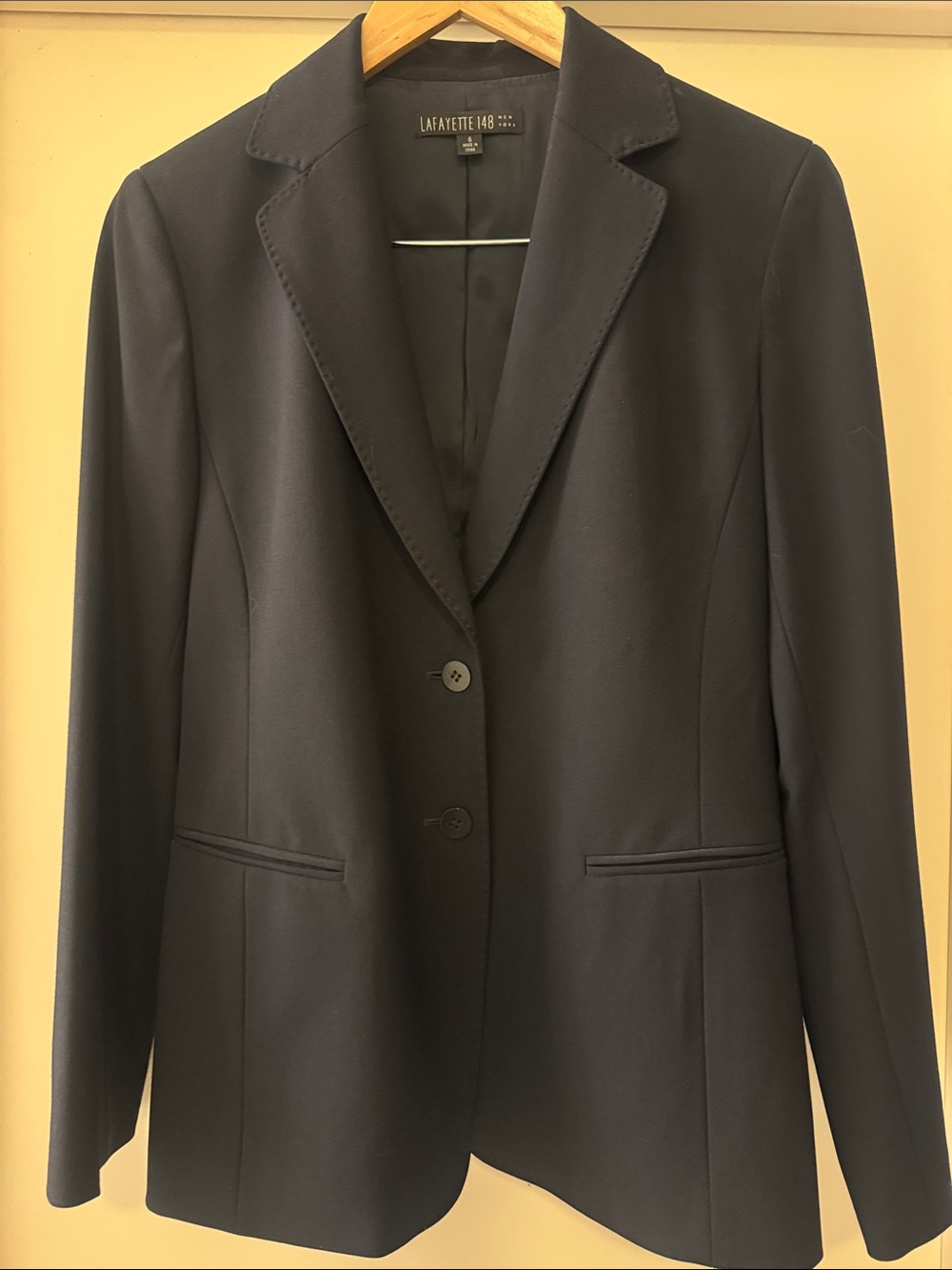 Lafayette 148 New York Black Single-Breasted Tailored Blazer